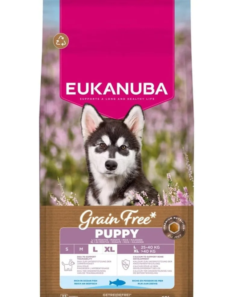 EUKANUBA Grain Free Puppy Large Ocean Fish 12 kg cibo secco senza cereali con pesce per cuccioli di razze grandi