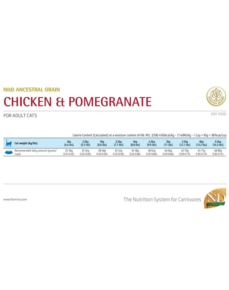 FARMINA N&D Ancestral Adult Cat 10 kg pollo, farro, avena e melograno
