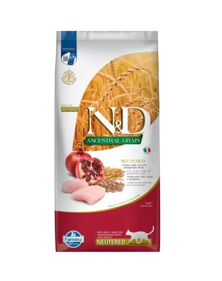 FARMINA N&D Ancestral Adult Cat Neutered 10 kg pollo, farro, avena e melograno