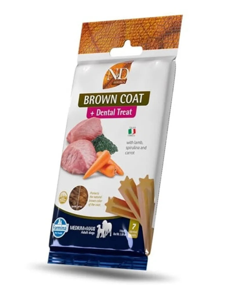 FARMINA N&D Brown Dental Treat Coat Lamb Medium/Maxi 100 g (7 szt) snack dentale per cani di taglia media e grande