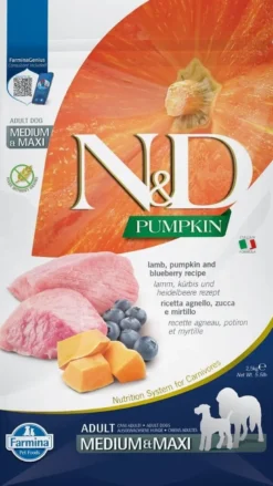 FARMINA N&D GrainFree Pumpkin lamb & blueberry adult medium & maxi 2 x 2.5kg