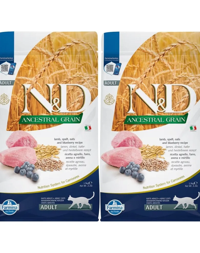 FARMINA N&D Low Grain Adult Cat Lamb & Blueberry 1.5kg x 2