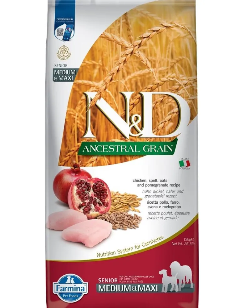 FARMINA N&D Low Grain Chicken & Pomegranate Senior Medium & Maxi 12 kg