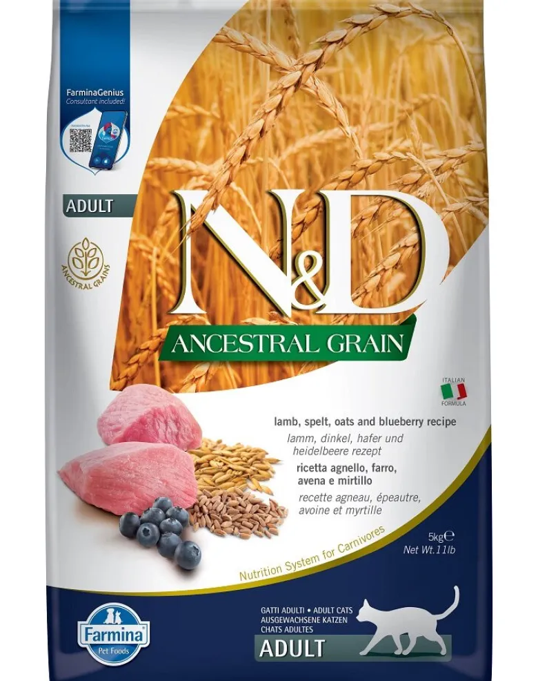 FARMINA N&D Low Grain Lamb & Blueberry Adult Cat 5 kg