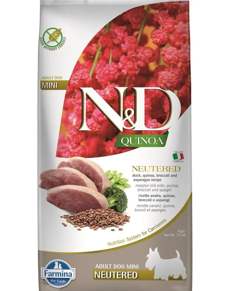 FARMINA N&D Quinoa Adult Mini Neutered Duck, Broccoli & Asparagus 7 kg