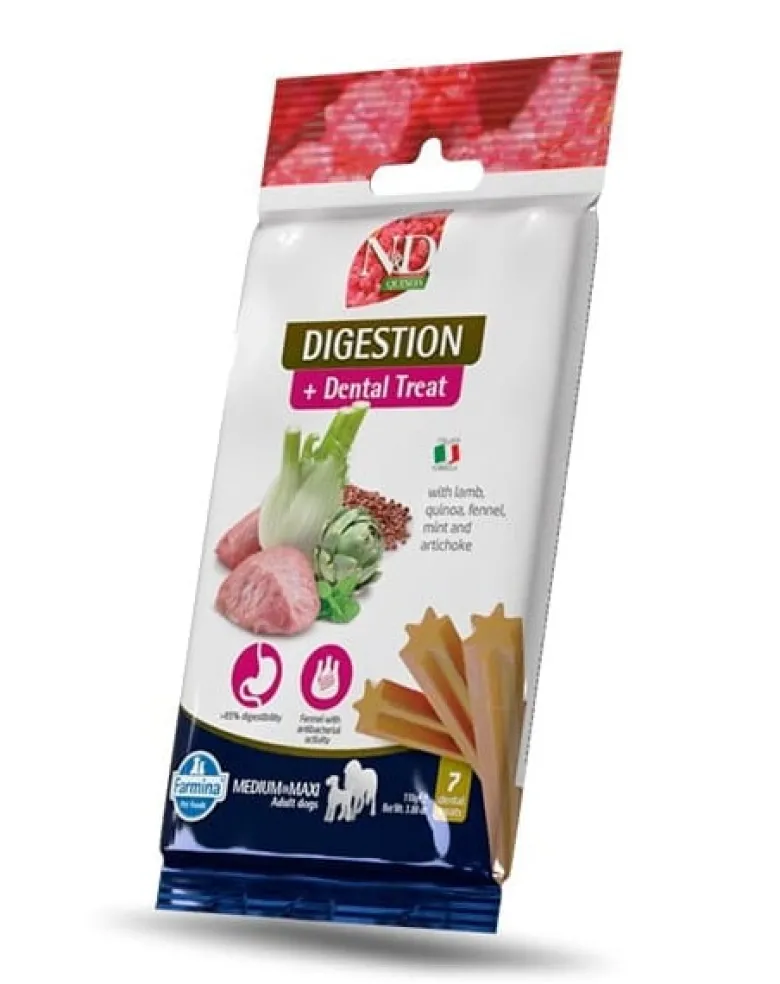 FARMINA N&D Quinoa Dental Treat Digestion Medium/Maxi 100 g (7 szt) snack dentale per cani di taglia media e grande