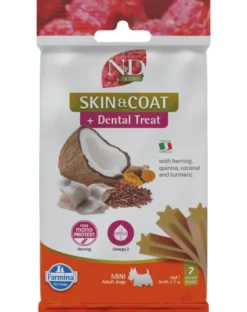 FARMINA N&D Quinoa Dental Treat Skin Coat Herring Mini 60 g (7 pz) snack dentale per cani di piccola taglia