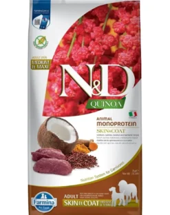 FARMINA N&D Quinoa Dog Adult Medium & Maxi Skin & Coat Cervo & Cocco 7 kg + FARMINA N&D Quinoa Dental Treat Skin Coat Duck Medium/Maxi 100 g (7 pezzi) GRATIS!