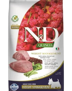 FARMINA N&D Quinoa Dog Adult Mini Weight Management 2,5 kg + FARMINA N&D Quinoa Dental Treat Weight Management Mini 60 g (7 pezzi) GRATIS!