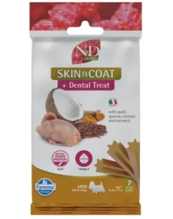 FARMINA N&D Quinoa Dog Skin & Coat Adult Mini quaglia, cocco 2,5 kg per cani di piccola taglia con quaglia + FARMINA N&D Quinoa Dental Treat Skin Coat Quail Mini 60 g GRATIS!