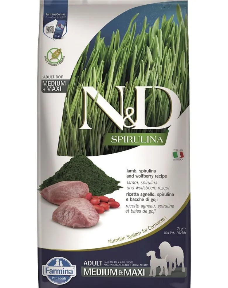 FARMINA N&D Spirulina Adult Medium&Maxi Lamb & Wolfberry 7 kg