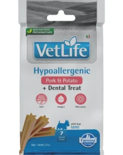 FARMINA Vet Life Dental Treat Hypoallergenic Pork Mini 60 g (7 pz) snack dentale per cani di piccola taglia