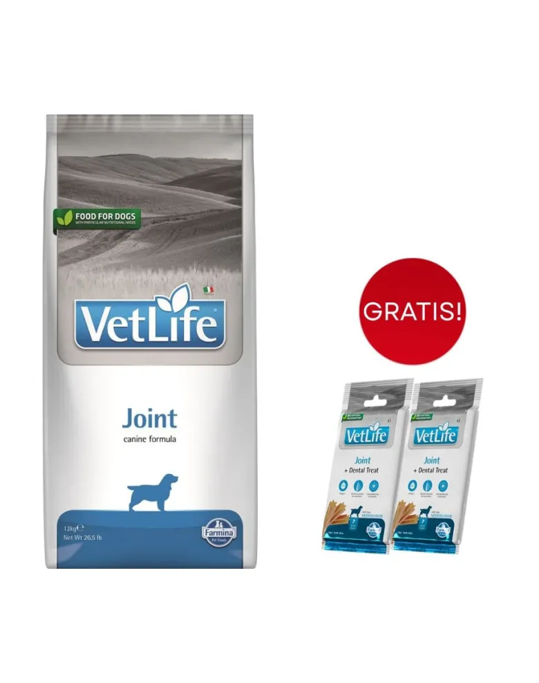 FARMINA Vet Life Dog Joint 12kg mangime per cani per articolazioni sane + 2 x FARMINA Vet Life Dental Treat Joint Medium/Maxi 100 g (7 pezzi) GRATIS!