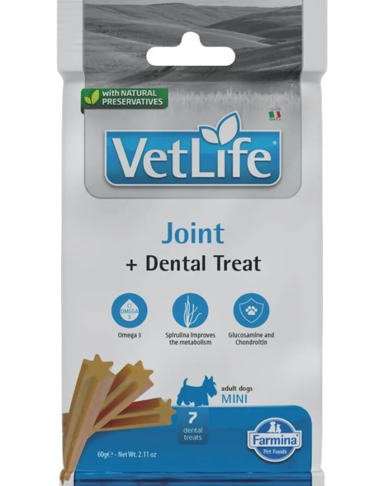 FARMINA Vet Life Dog Joint 12kg mangime per cani per articolazioni sane + 2 x FARMINA Vet Life Dental Treat Joint Mini 60 g (7 pezzi) GRATIS!