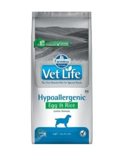FARMINA Vet Life Hypoallergenic Uova e Riso per cani 12kg mangime secco per cani con allergie + 2 confezioni di FARMINA Vet Life Dental Treat Hypoallergenic Pesce Mini 60 g (7 pezzi) GRATIS!