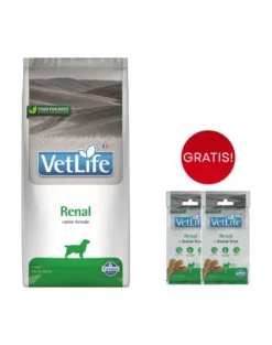 FARMINA Vet Life Renal Dog 12 kg alimento per cani con malattie renali + 2 x FARMINA Vet Life Dental Treat Renal Mini 60 g (7 pezzi) GRATIS!