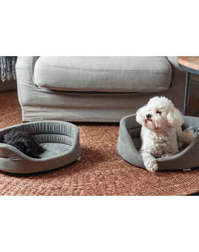 FERA Letto ovale per cani 75x62x22 cm grigio