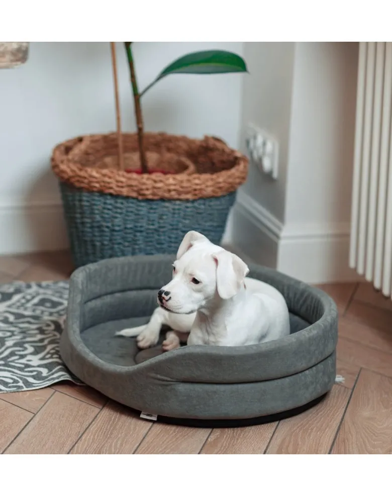 FERA Letto ovale per cani 75x62x22 cm grigio