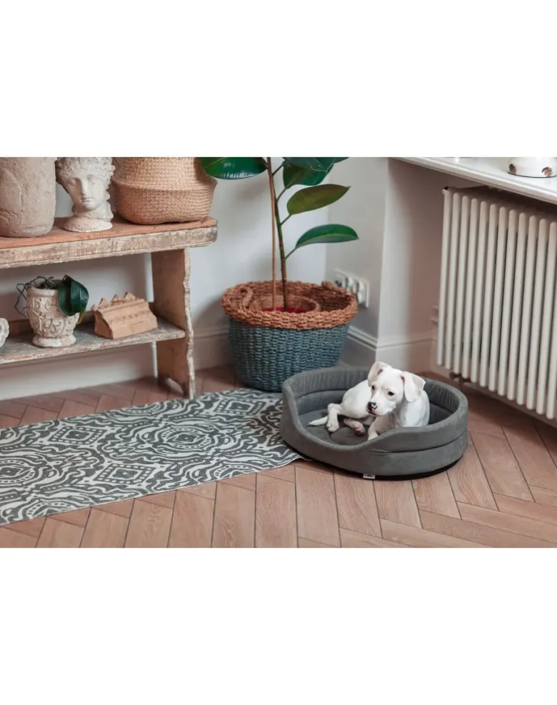 FERA Letto ovale per cani 75x62x22 cm grigio