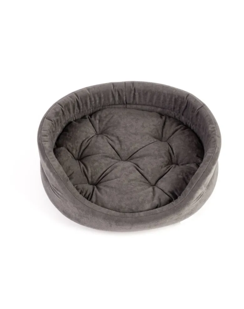 FERA Letto per cani ovale con cuscino 66x55x17 cm grigio