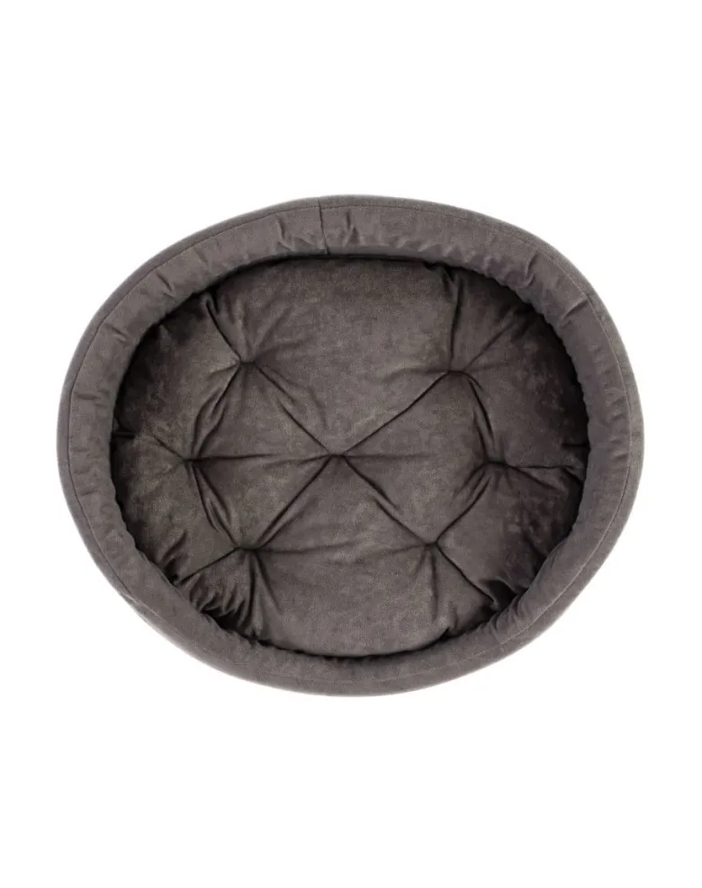 FERA Letto per cani ovale con cuscino 66x55x17 cm grigio