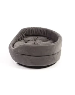 FERA Letto per cani ovale con cuscino 66x55x17 cm grigio