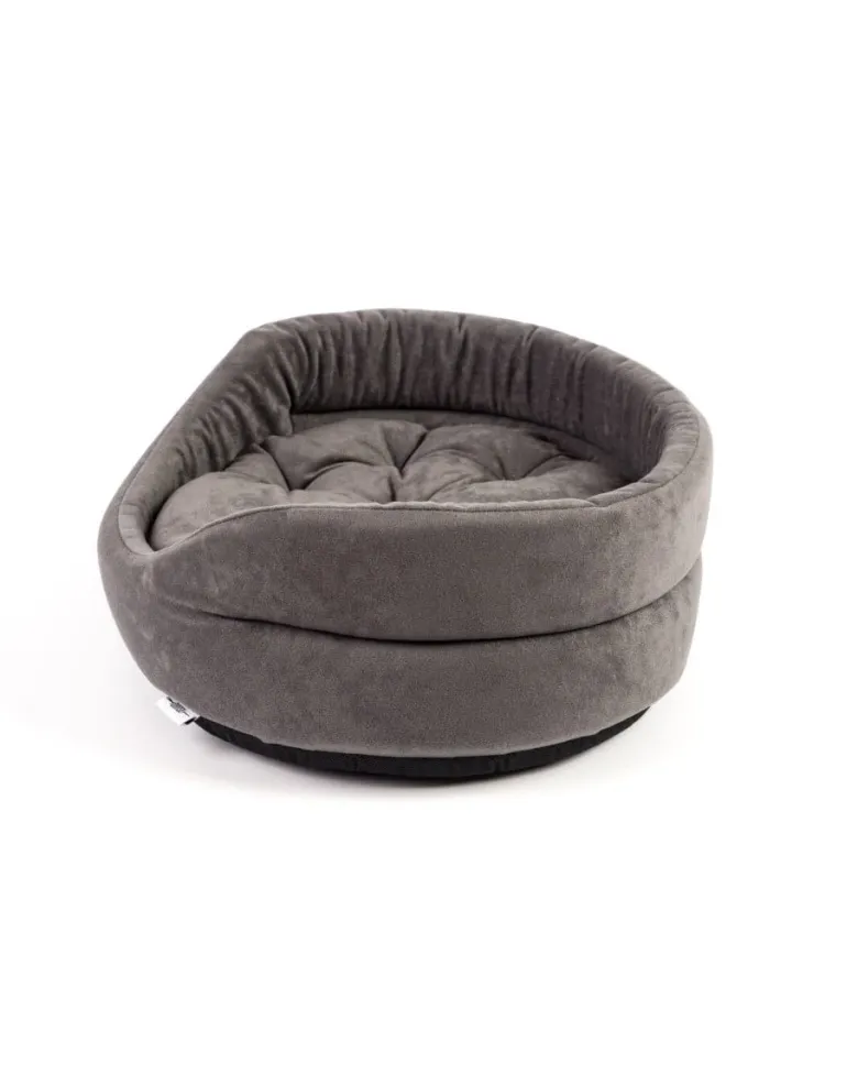 FERA Letto per cani ovale con cuscino 66x55x17 cm grigio