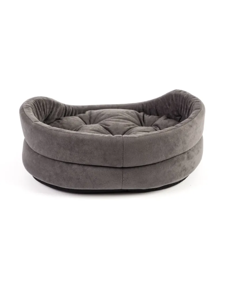 FERA Letto per cani ovale con cuscino 66x55x17 cm grigio