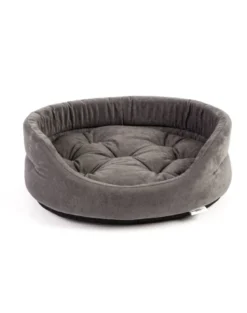 FERA Letto per cani ovale con cuscino 75x62x22 cm grigio