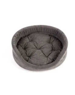 FERA Letto per cani ovale con cuscino 75x62x22 cm grigio
