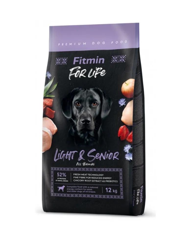 FITMIN Dog For Life Light & Senior cibo per cani adulti e anziani 12kg