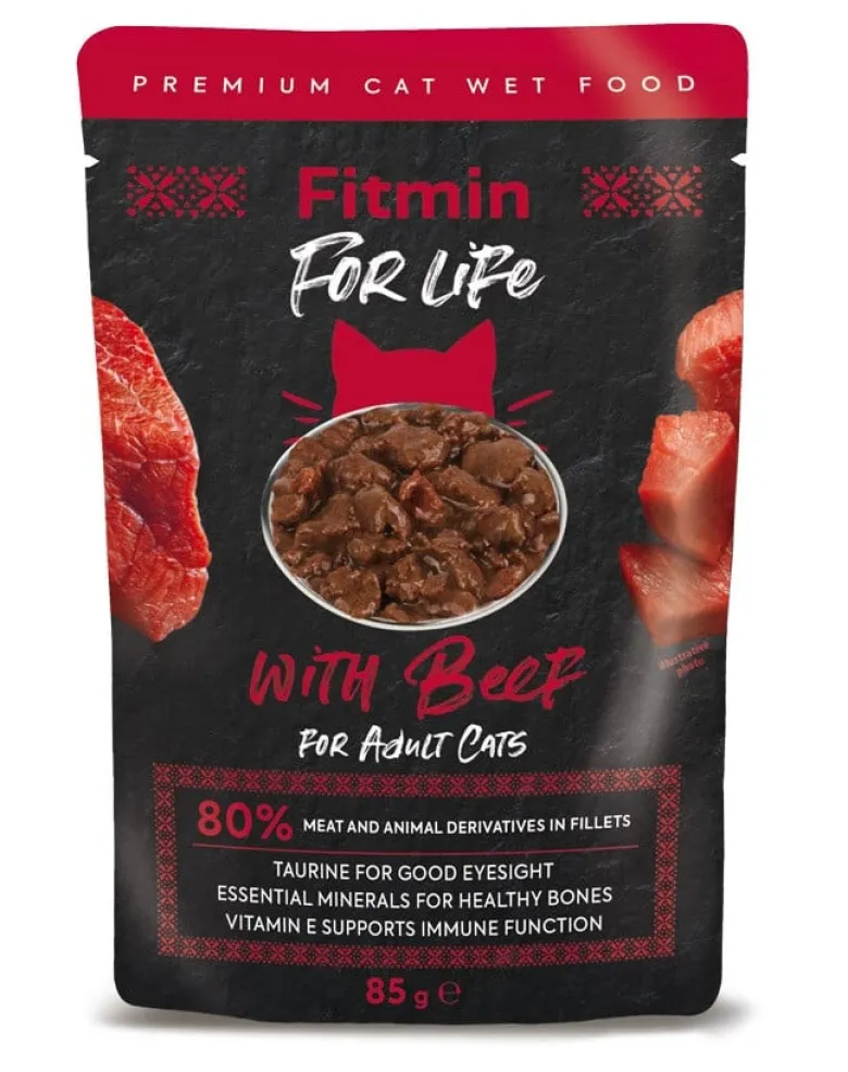 FITMIN For Life For Adult Cats Beef 28 x 85 g