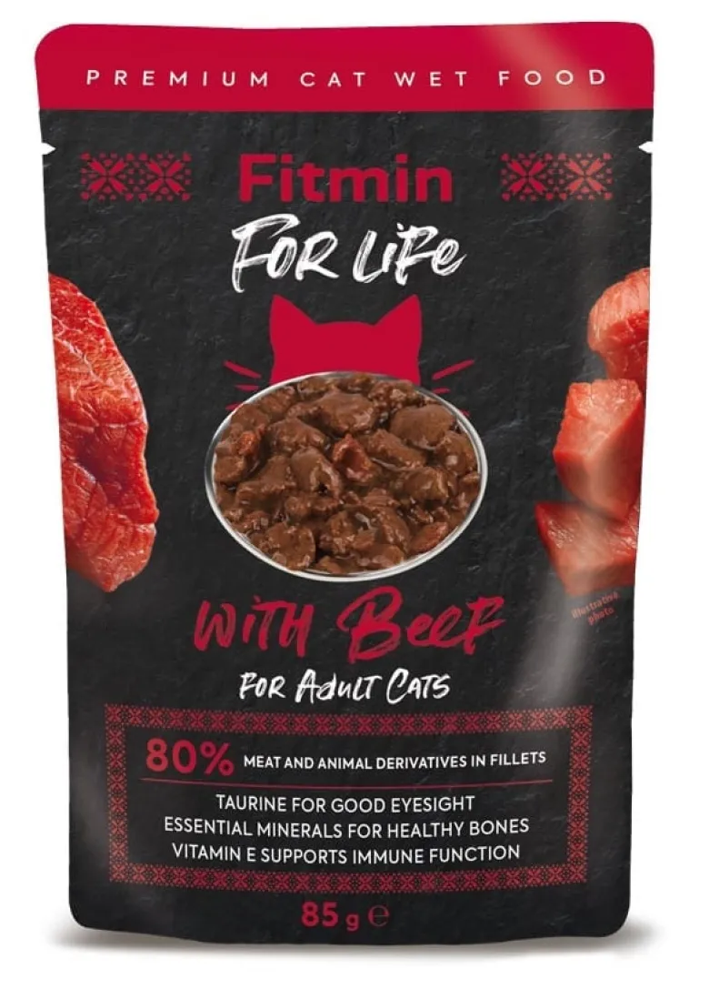 FITMIN For Life For Adult Cats Beef 28 x 85 g