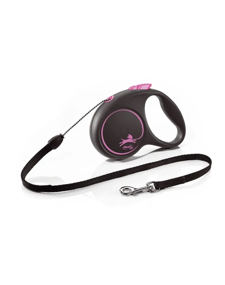 FLEXI Black Design S Cord 5 m pink guinzaglio automatico