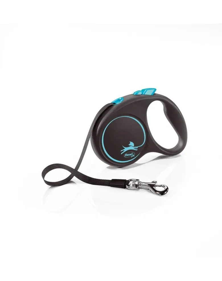 FLEXI Guinzaglio automatico Black Design S strap 5 m blu