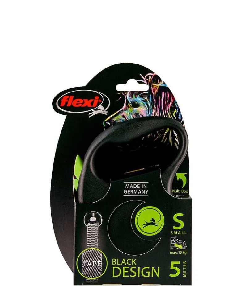 FLEXI Guinzaglio automatico Black Design S strap 5 m verde