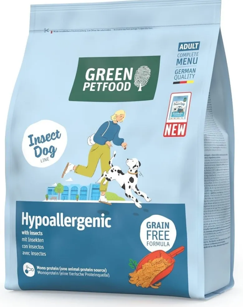 GREEN PETFOOD InsectDog Hypoallergen 900g cibo senza cereali con proteine di insetti per cani