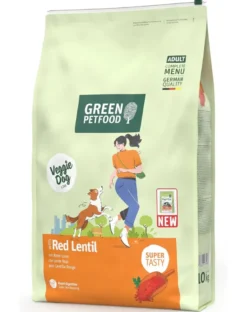 GREEN PETFOOD VeggieDog con Lenticchie Rosse 10kg cibo vegetariano con lenticchie rosse per cani