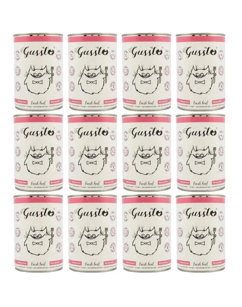 GUSSTO Cat Fresh Beef cibo umido per gatti manzo fresco 12x400 g