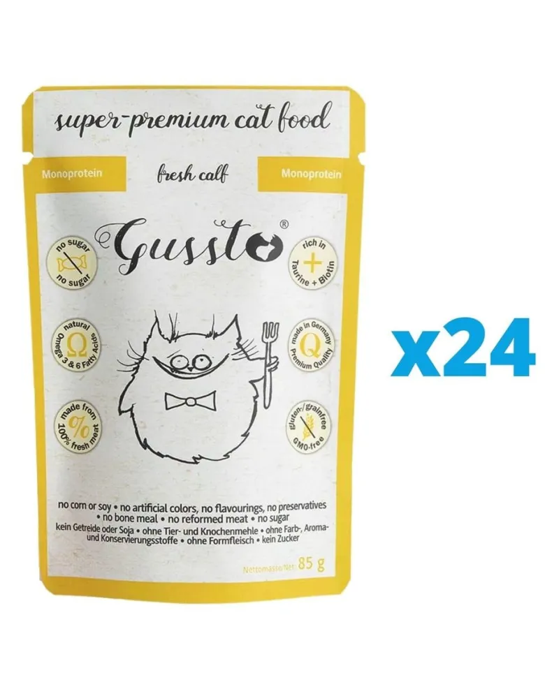 GUSSTO Cat Fresh Calf cibo umido per gatti agnello fresco 24x85 g