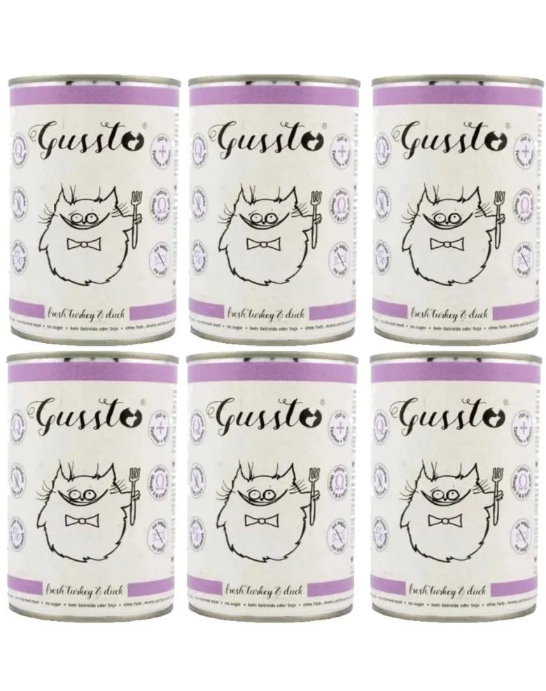 GUSSTO Cat Fresh Turkey & Duck cibo umido per gatti a base di tacchino e anatra 6x400 g