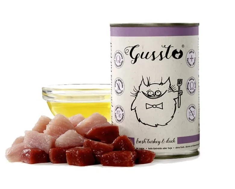 GUSSTO Cat Fresh Turkey & Duck cibo umido per gatti a base di tacchino e anatra 6x400 g