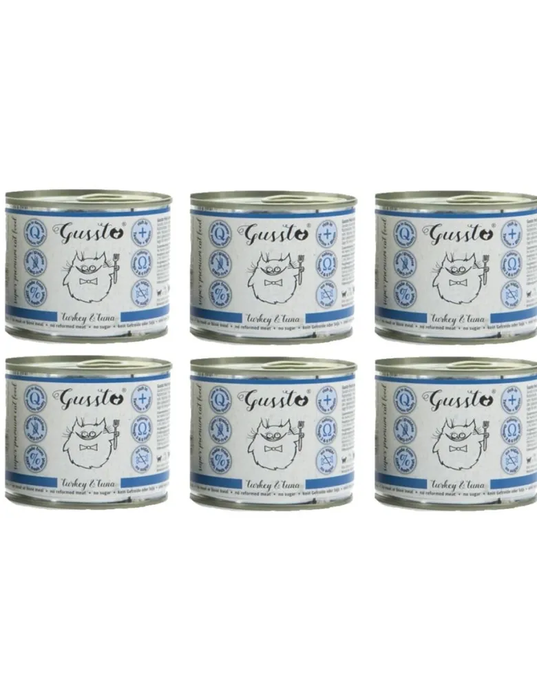 GUSSTO Cat Fresh Turkey & Tuna cibo umido per gatti tacchino e tonno 6x200 g