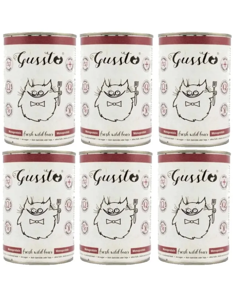 GUSSTO Cat Fresh Wild Boar cibo umido per gatti cinghiale 6x400 g