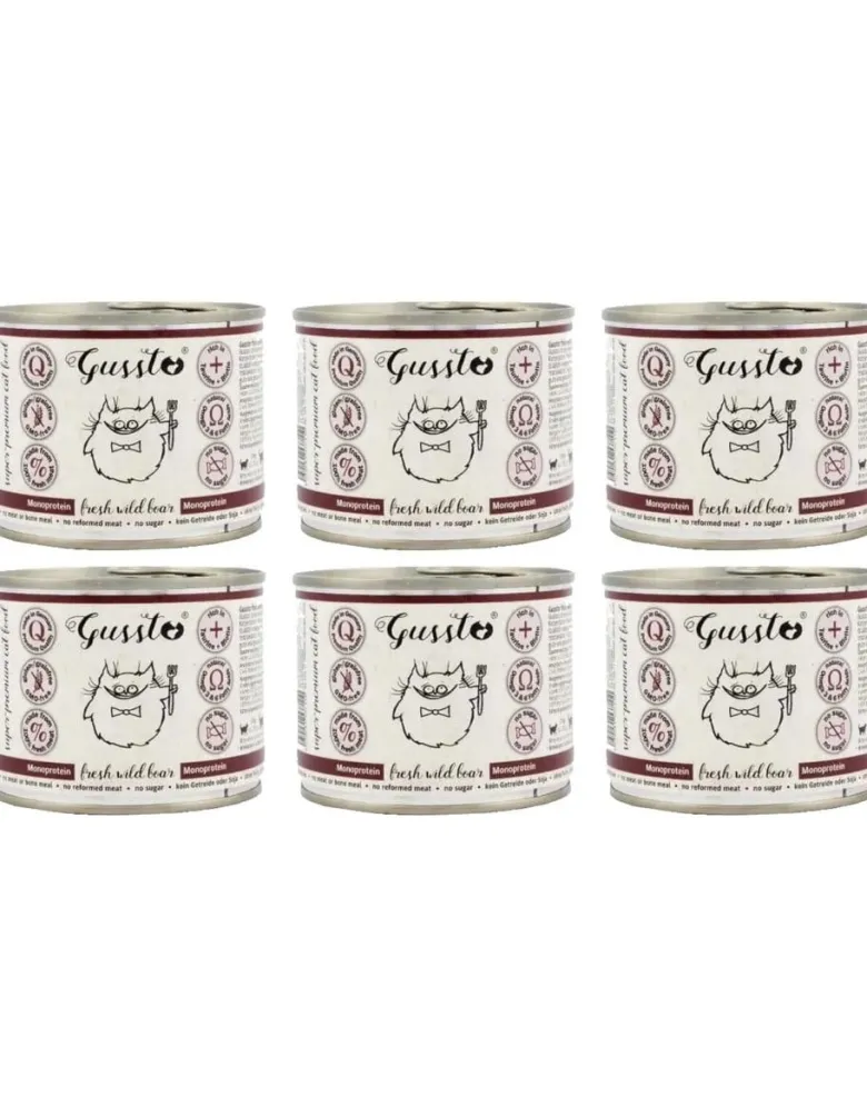 GUSSTO Cat Fresh Wild Boar cibo umido per gatti cinghiale 6x200 g