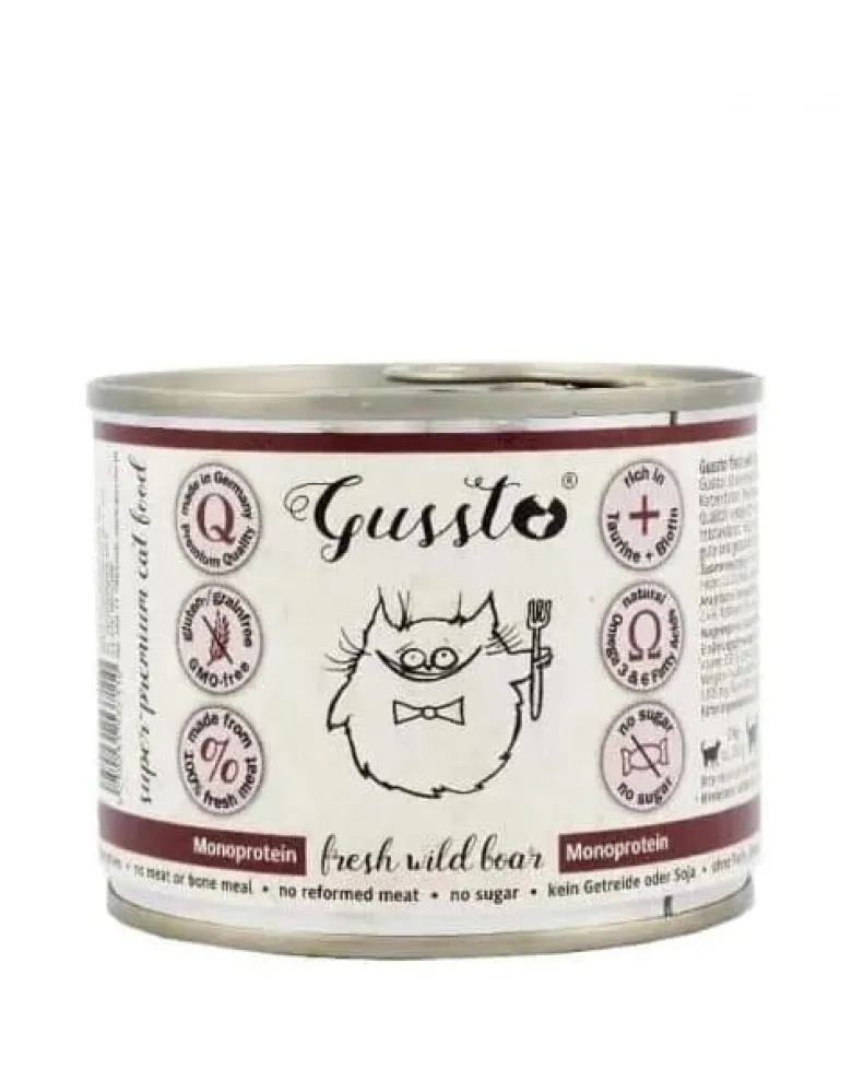 GUSSTO Cat Fresh Wild Boar cibo umido per gatti cinghiale 6x200 g