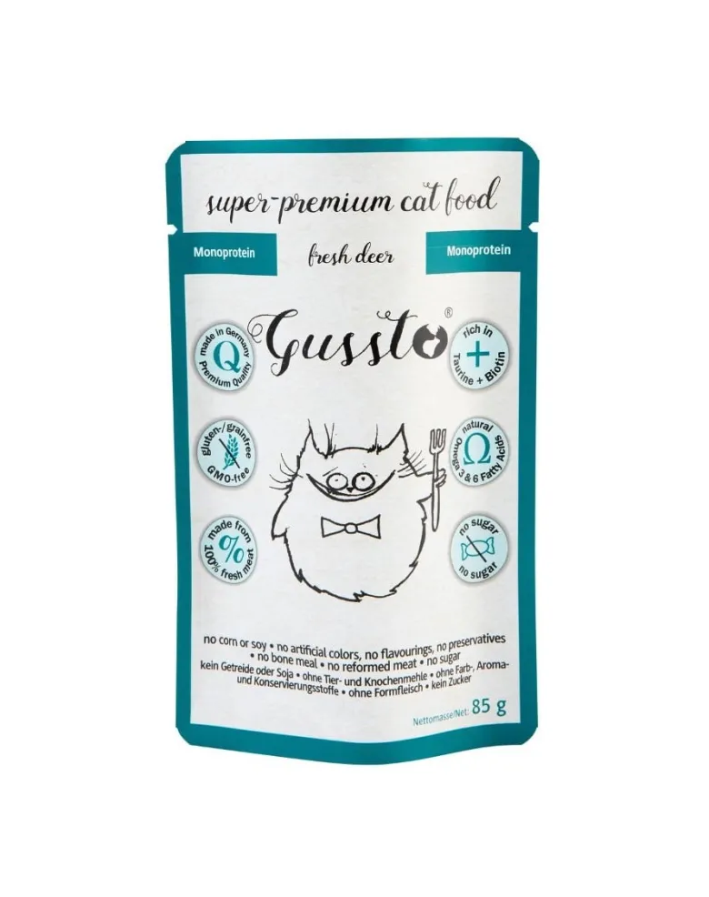 GUSSTO Fresh Deer 85 g cervo fresco, cibo umido monoproteico per gatti