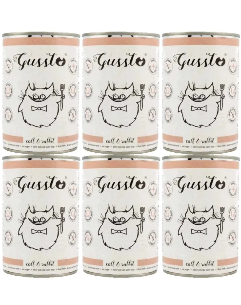GUSSTO Gussto Cat Fresh Calf & Rabbit cibo umido per gatti agnello e coniglio 6x400 g