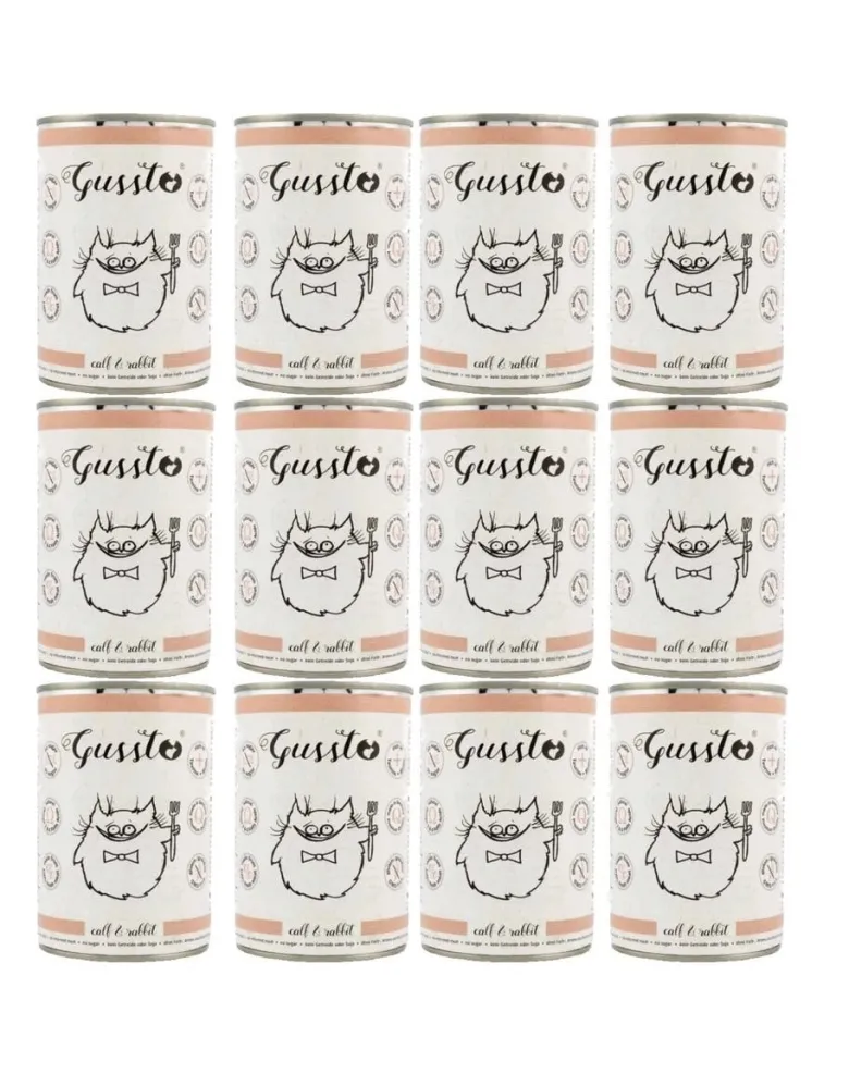 GUSSTO Gussto Cat Fresh Calf & Rabbit cibo umido per gatti agnello e coniglio 12x400 g