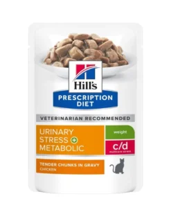 HILL'S PRESCRIPTION DIET c/d Multicare Stress + Metabolic cibo umido per gatti con pollo 12 x 85g in bustina